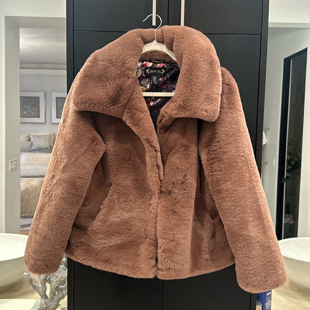 Winter coat..feels like butter.. love Nanette lining of floral and satin..